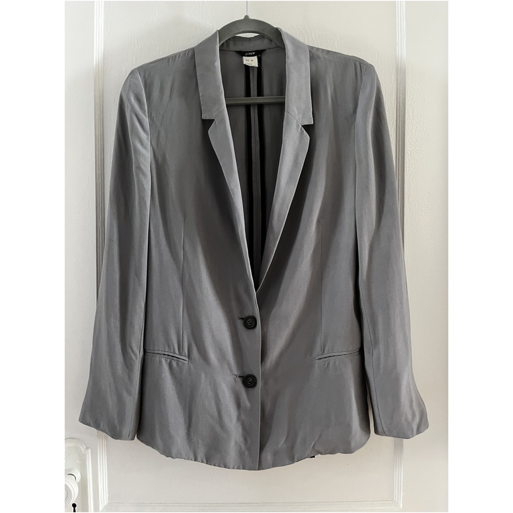 JCREW Zoey Blazer Grey Silk Sz 4